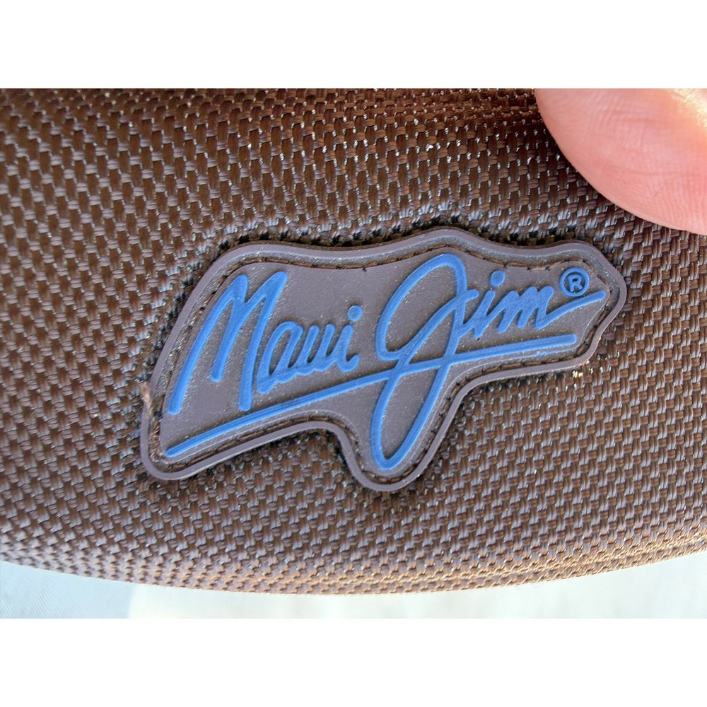 Maui Jim Brown Woven Hard Shell Zippered Sunglasses Case Blue Logo - Picture 4 of 7